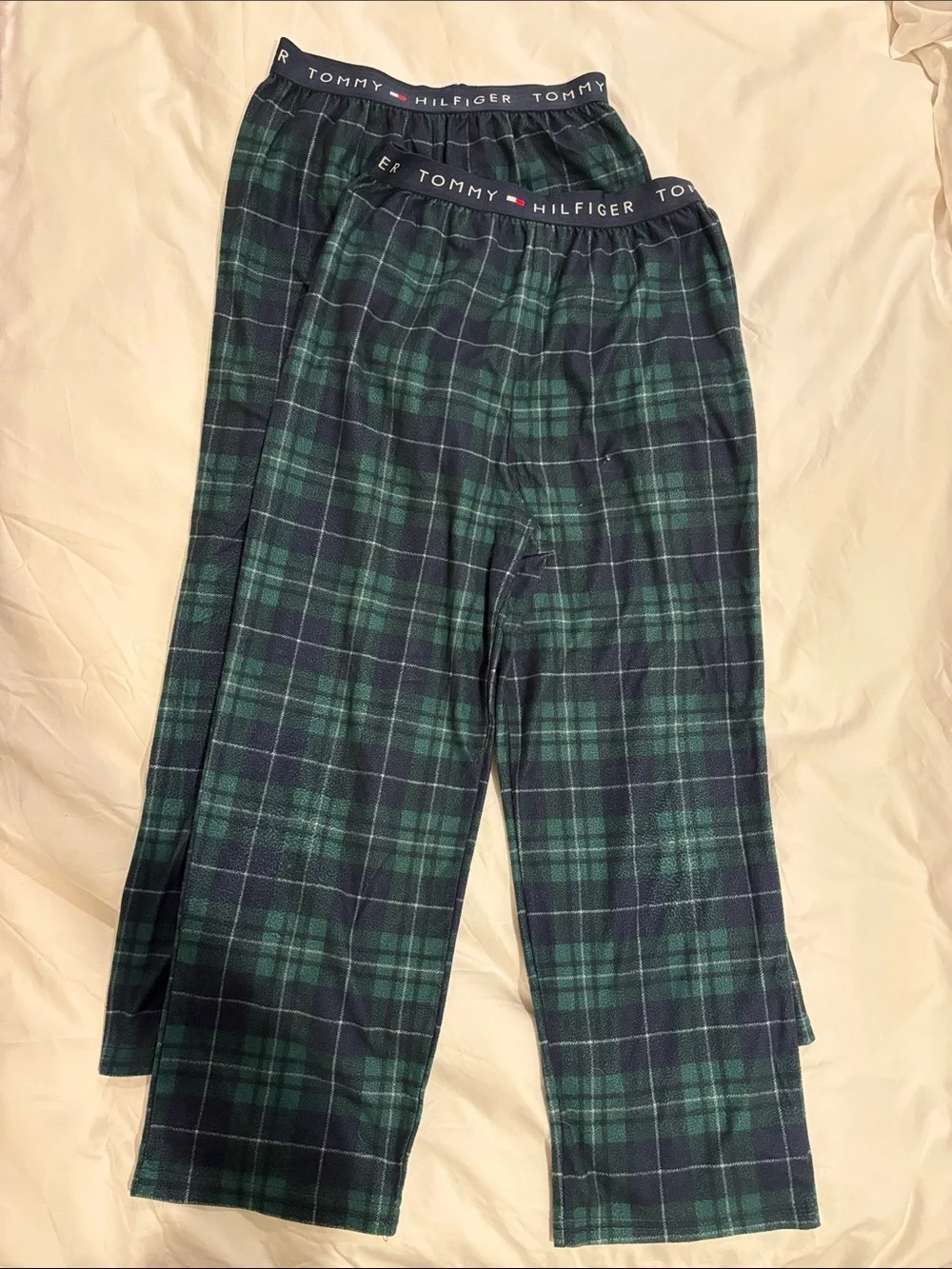 Tommy Hilfiger Navy & Green Plaid Lounge Pants / Pajama Bottoms (2 pairs)